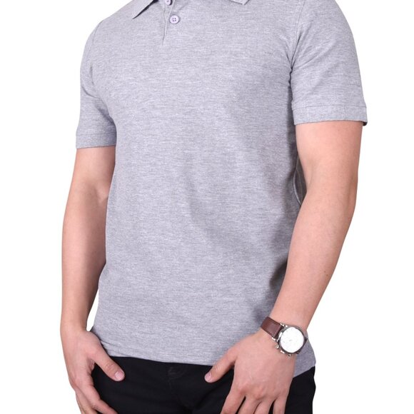 Knocker Men's Solid Short Sleeved 100% Cotton Polo Shirt in Heather Gray, LG - Picture 4 of 4